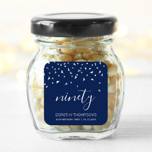 Pegatina Cuadrada Confetti plateado en cumpleaños 90 de la Marina Az