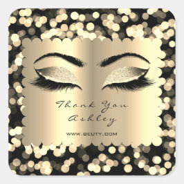 Pegatina Cuadrada Confetti Sepia Purpurina Gold Lash Eyes Gracias