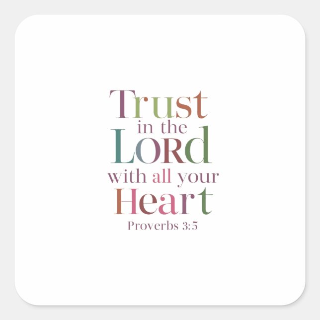 Pegatina Cuadrada Confianza divina que adopta la sabiduría de Dios:  (Anverso)