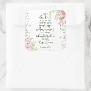 Pegatina Cuadrada Confianza en la floral del Señor