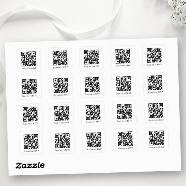 Pegatina Cuadrada Confirmación de Boda Agregue su Sticker de Código  (Add your website QR code.)
