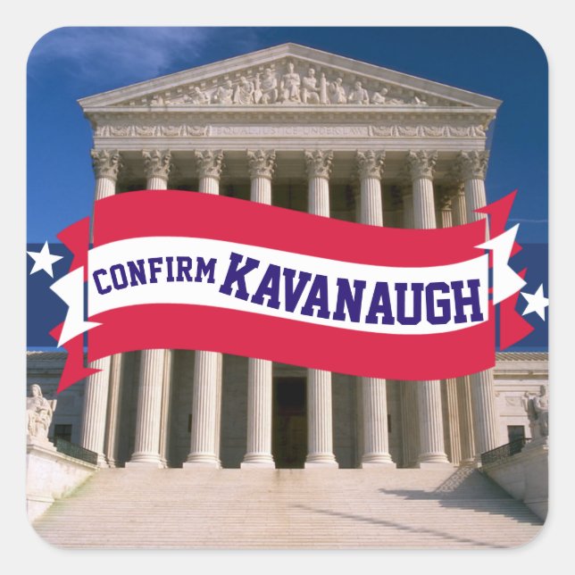 Pegatina Cuadrada Confirmar el Juez Kavanaugh Tribunal Supremo de Es (Anverso)