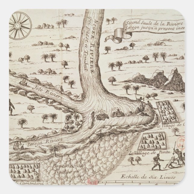 Pegatina Cuadrada Confluencia del Níger (Anverso)