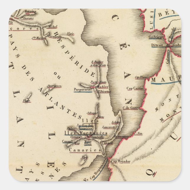 Pegatina Cuadrada Conjecturale de l'Atlantide (Anverso)