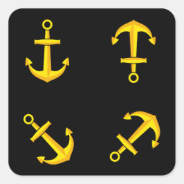 Pegatina Cuadrada Conjunto de anclaje de barco de oro del personaliz