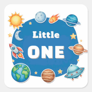 Pegatina Cuadrada Conjunto de Clipart de Círculo Espacial