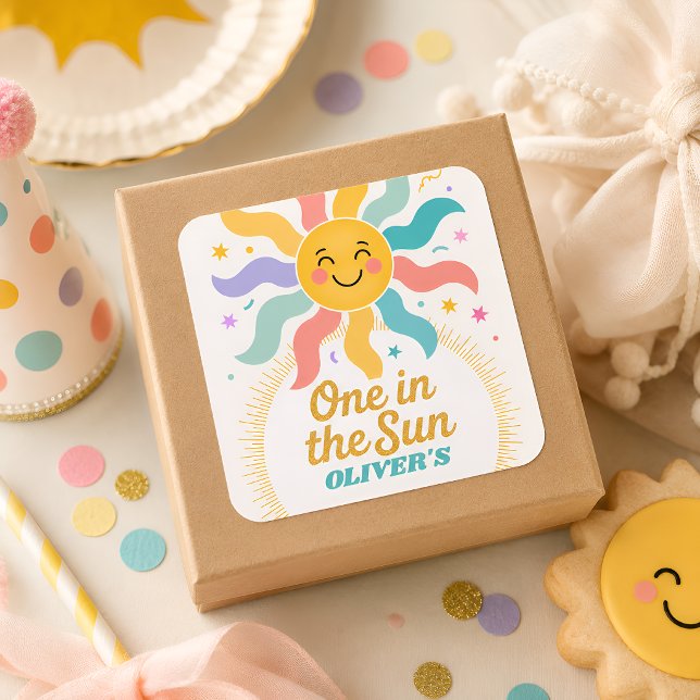 Pegatina Cuadrada Conjunto de Stickers para Primer Cumpleaños (Subido por el creador)