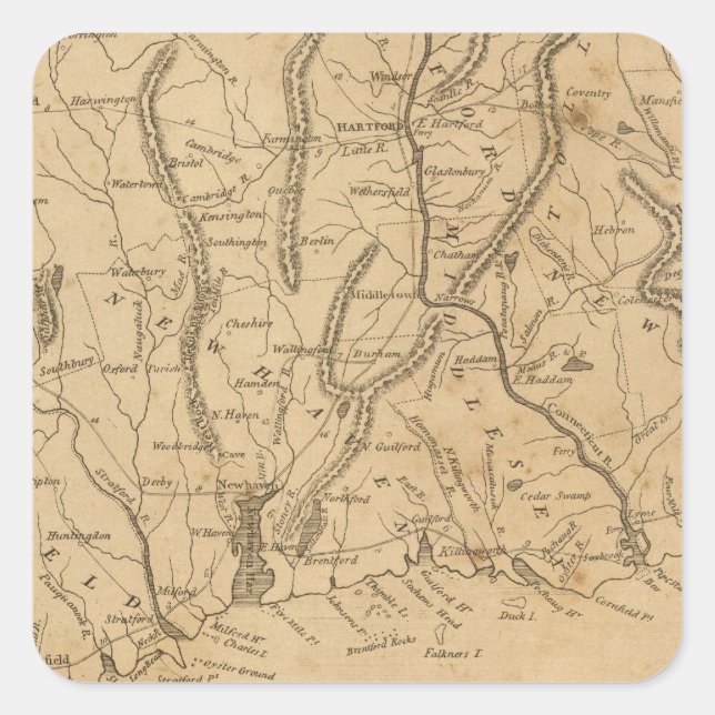 Pegatina Cuadrada Connecticut 12 (Anverso)