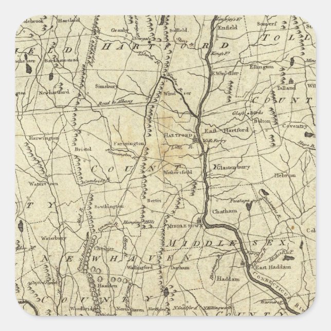Pegatina Cuadrada Connecticut 7 (Anverso)