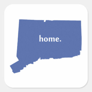 Pegatina Cuadrada Connecticut Home blue