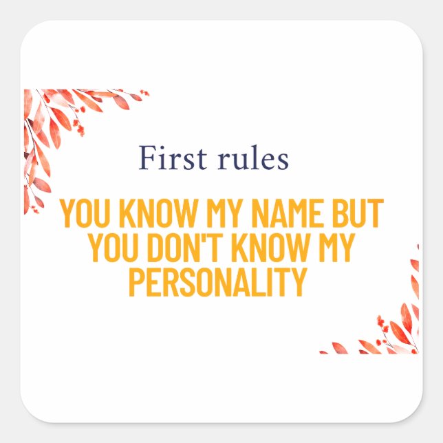 Pegatina Cuadrada Conoces Mi Nombre Invitación y Postcard - Pers Neg (Anverso)