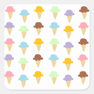 Pegatina Cuadrada Conos de helado coloridos
