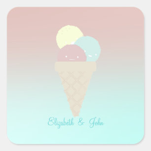 Pegatina Cuadrada Conos de helado geniales adorables - Personalizado