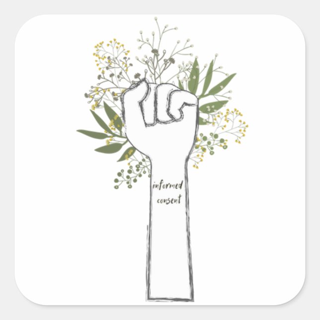 Pegatina Cuadrada Consentimiento informado (grande) (Anverso)