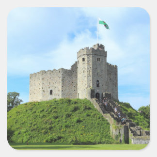 Pegatina Cuadrada Conservación del Castillo de Cardiff