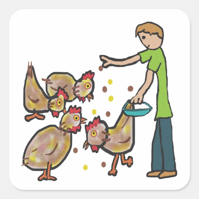 Pegatina Cuadrada Conservación del pollo (Anverso)