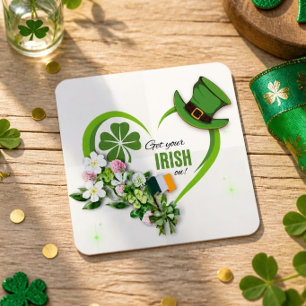 Pegatina Cuadrada ¡Consigue tu irlandés! 3" 