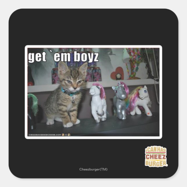 Pegatina Cuadrada Consígueme boyz (Anverso)
