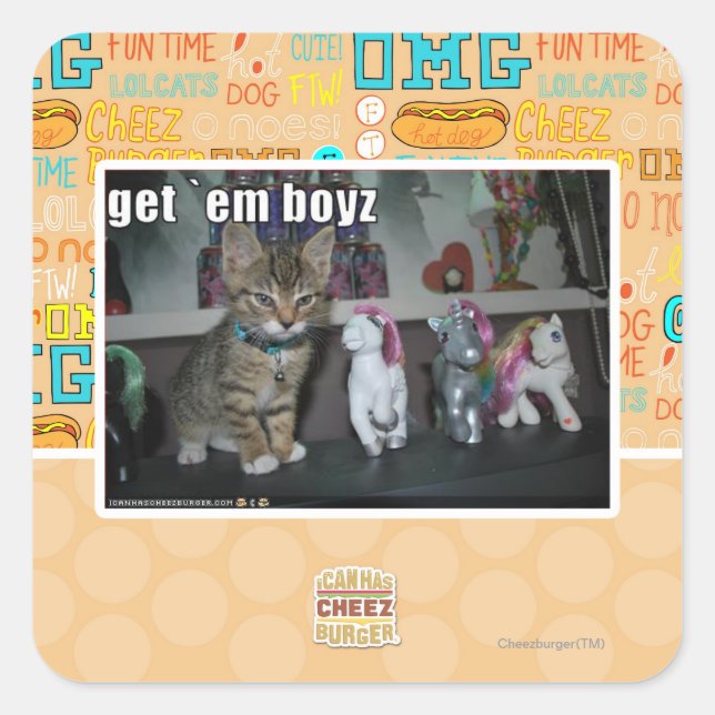 Pegatina Cuadrada Consígueme boyz (Anverso)