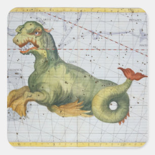 Pegatina Cuadrada Constelación de Cetus, la ballena, de 'Atlas Coel