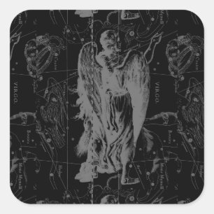 Pegatina Cuadrada Constelación de Rótulo Virgo Hevelius Decoración N