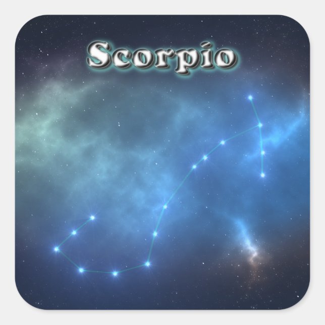 Pegatina Cuadrada Constelación de Scorpio (Anverso)