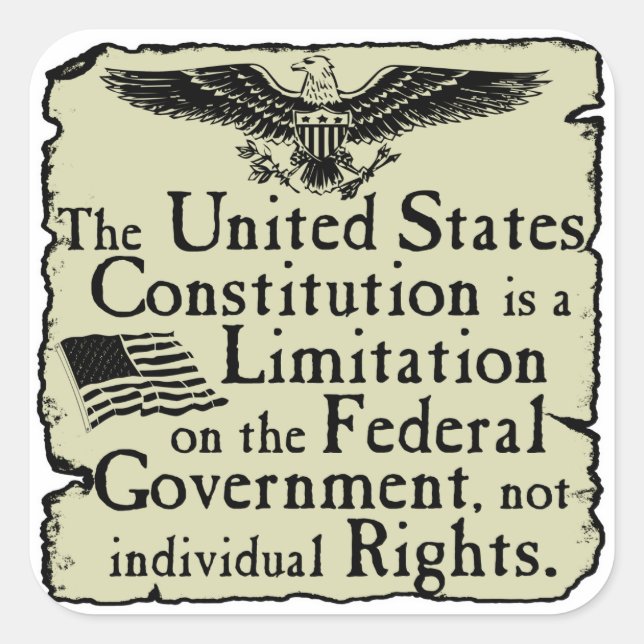 Pegatina Cuadrada Constitución de los Estados Unidos (Anverso)