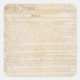 Pegatina Cuadrada Constitución de los Estados Unidos, Nosotros el Pu