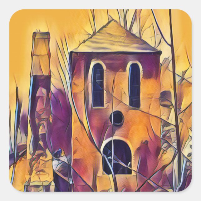 PEGATINA CUADRADA CONSTRUCCIÓN DE INGLATERRA VICTORIANA (Anverso)