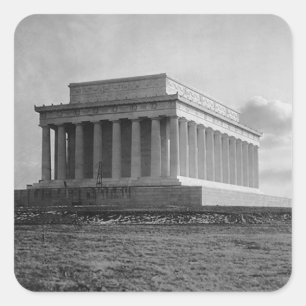 Pegatina Cuadrada Construcción del monumento a Lincoln (1920)