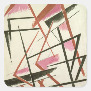 Pegatina Cuadrada Construcción linear, c.1921 (aguazo en el papel)