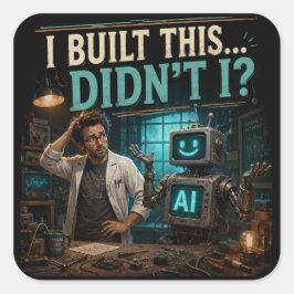 Pegatina Cuadrada Construí Esto ¿No? Camiseta Divertida de Tecnologí