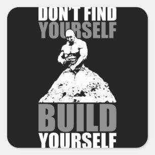 Pegatina Cuadrada Construya usted mismo - Motivación de entrenamient