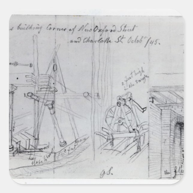 Pegatina Cuadrada Construyendo nuevas casas (Anverso)