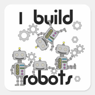 Pegatina Cuadrada Construyo Robots