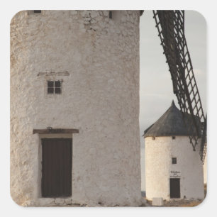 Pegatina Cuadrada Consuegra, antiguos molinos de viento de La Mancha
