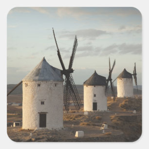 Pegatina Cuadrada Consuegra, antiguos molinos de viento de La Mancha