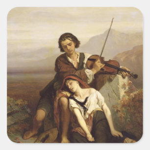 Pegatina Cuadrada Consuelo en Grief, c.1852