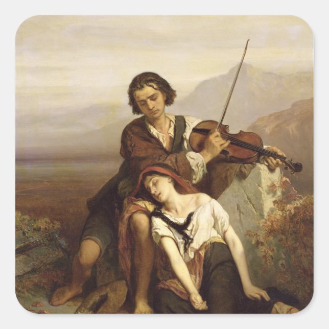 Pegatina Cuadrada Consuelo en Grief, c.1852 (Anverso)