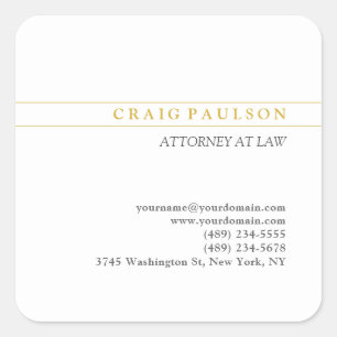 Pegatina Cuadrada Consultor Abogado Profesional Oro y Blanco