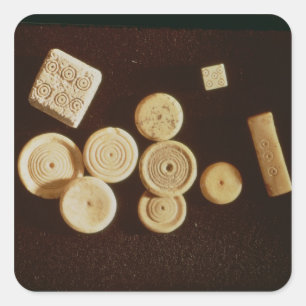 Pegatina Cuadrada Contadores y dados, Gallo-Romanos