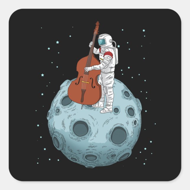 Pegatina Cuadrada Contrabass Jazz Music Uprist Bass Doble Bass (Anverso)