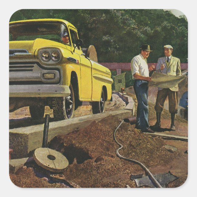 Pegatina Cuadrada Contratista de construcción de arquitecto de negoc (Anverso)