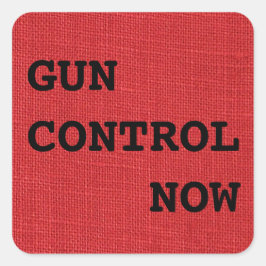 Pegatina Cuadrada Control de armas ahora en foto de línea roja