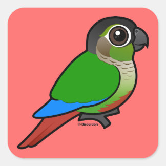 Pegatina Cuadrada Conure Birdorable de mejillas verdes