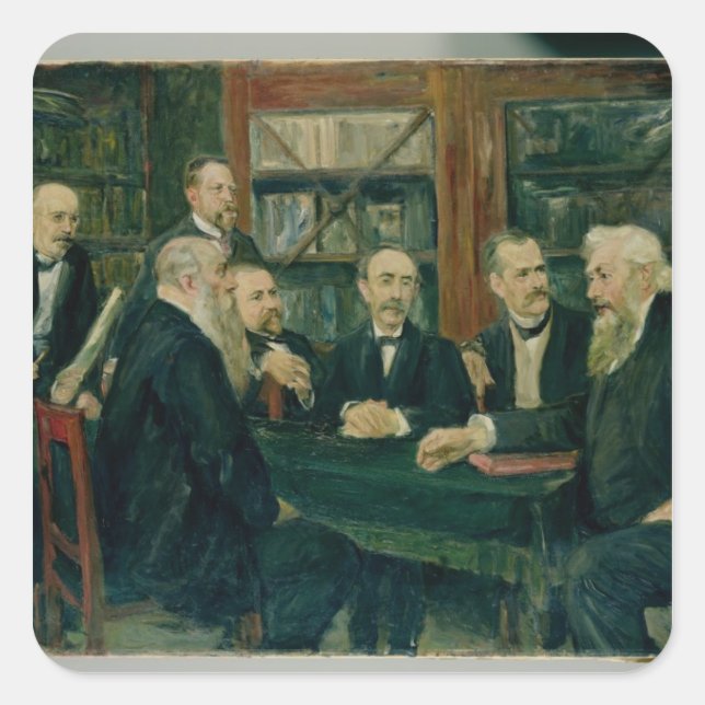 Pegatina Cuadrada Convenio de Hamburgo de Profesores, 1906 (Anverso)