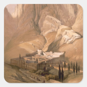 Pegatina Cuadrada Convento de St. Catherine con Monte Horeb, febrero