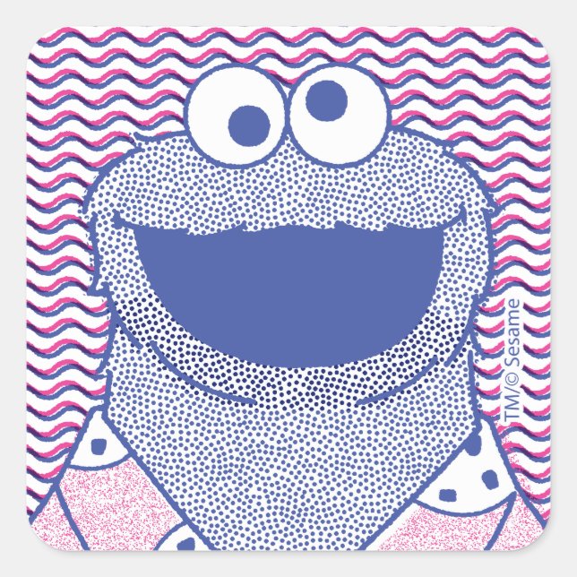 Pegatina Cuadrada Cookie Monster | Camiseta de cookie desplegable (Anverso)