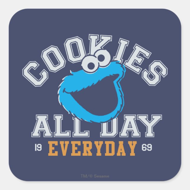 Pegatina Cuadrada Cookie Monster Everyday (Anverso)