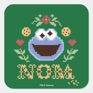 Pegatina Cuadrada Cookie Monster Faux Cross Stitch